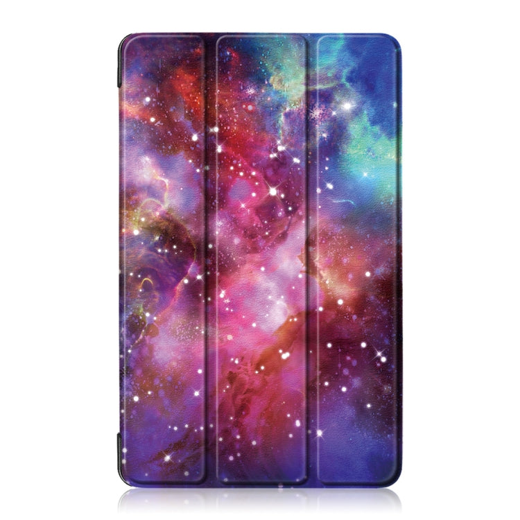Galaxy Pattern Colored Drawing Horizontal Flip Leather Case for Huawei MediaPad M5 Lite 8.0 inch, with Three-folding Holder