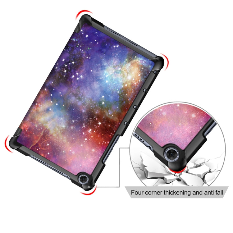 Galaxy Pattern Colored Drawing Horizontal Flip Leather Case for Huawei MediaPad M5 Lite 8.0 inch, with Three-folding Holder