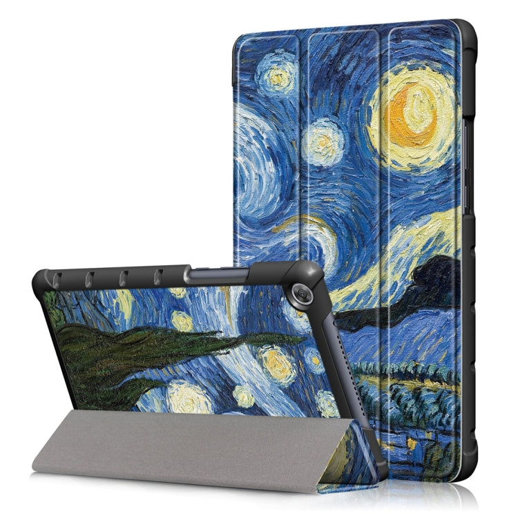 Starry Sky Pattern Colored Drawing Horizontal Flip Leather Case for Huawei MediaPad M5 Lite 8.0 inch, with Three-folding Holder