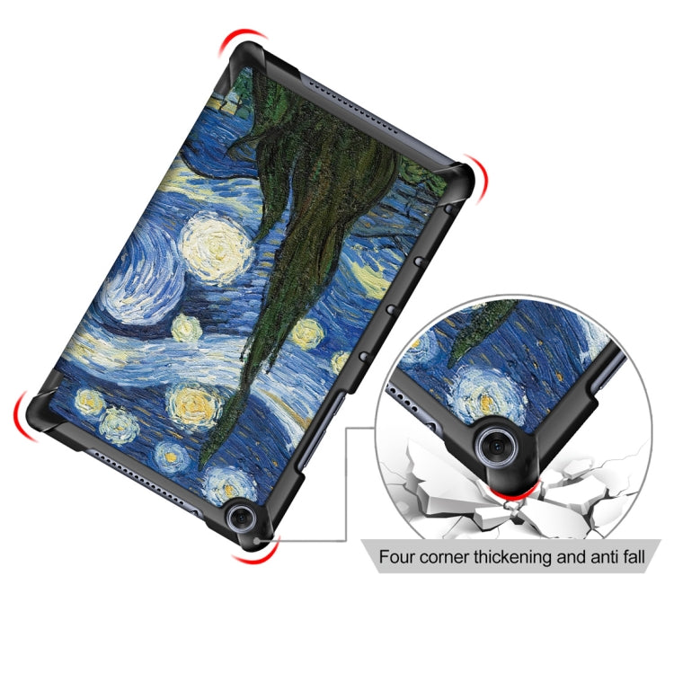 Starry Sky Pattern Colored Drawing Horizontal Flip Leather Case for Huawei MediaPad M5 Lite 8.0 inch, with Three-folding Holder