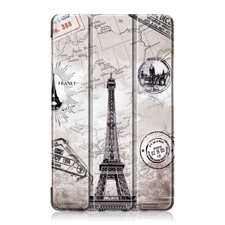 Retro Tower Pattern Colored Drawing Horizontal Flip Leather Case for Huawei MediaPad M5 Lite 8.0 inch, with Three-folding Holder