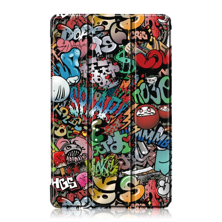 Graffiti Pattern Colored Drawing Horizontal Flip Leather Case for Huawei MediaPad M5 Lite 8.0 inch, with Three-folding Holder