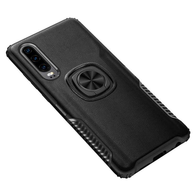 Shockproof Car Magnetic Case with 360 Degree Gold Armor Ring for Huawei P30