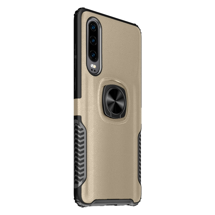 Shockproof Car Magnetic Case with 360 Degree Gold Armor Ring for Huawei P30