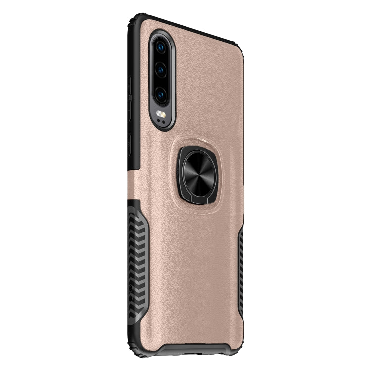 Shockproof Car Magnetic Case with 360 Degree Gold Armor Ring for Huawei P30