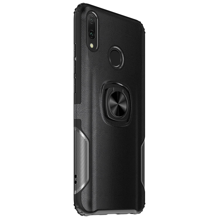Shockproof Car Magnetic Case with 360 Degree Gold Armor Ring for Huawei Y9 (2019)