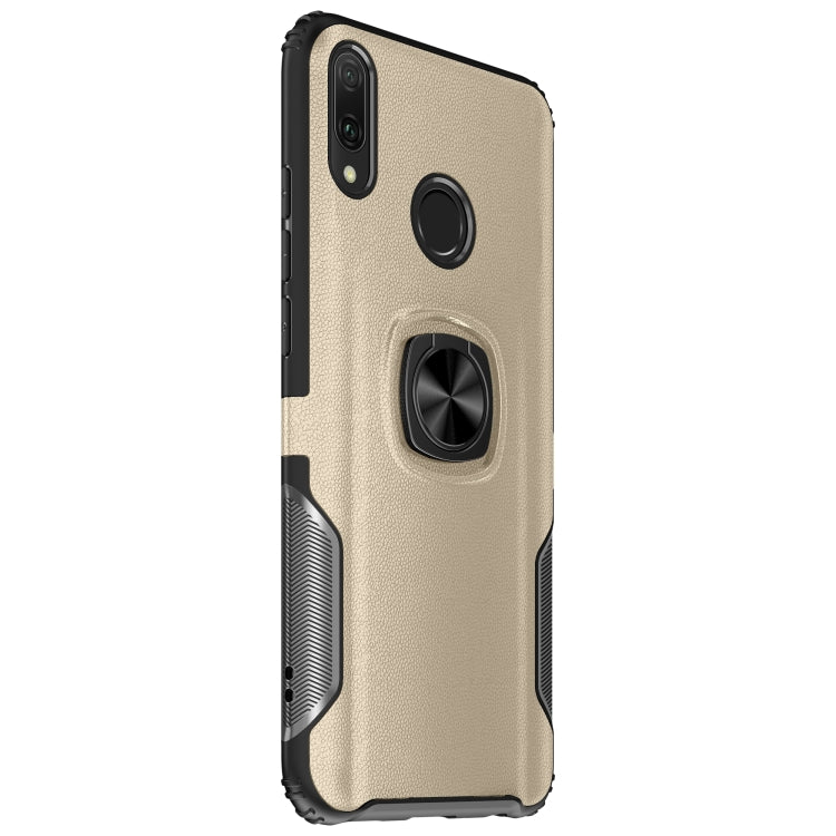 Shockproof Car Magnetic Case with 360 Degree Gold Armor Ring for Huawei Y9 (2019)