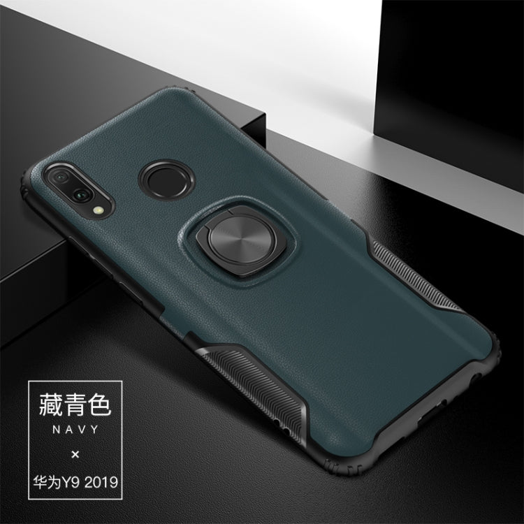 Shockproof Car Magnetic Case with 360 Degree Gold Armor Ring for Huawei Y9 (2019)