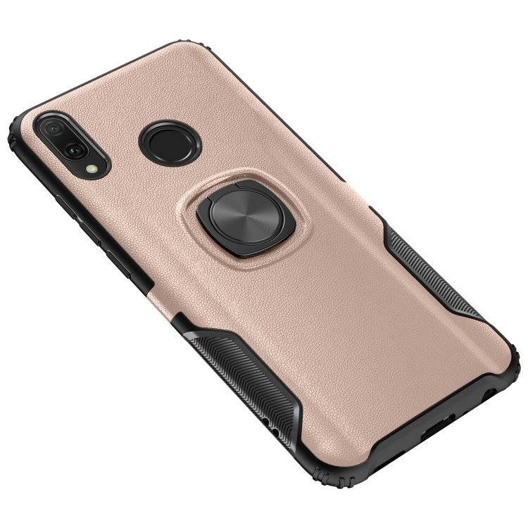 Shockproof Car Magnetic Case with 360 Degree Gold Armor Ring for Huawei Y9 (2019)