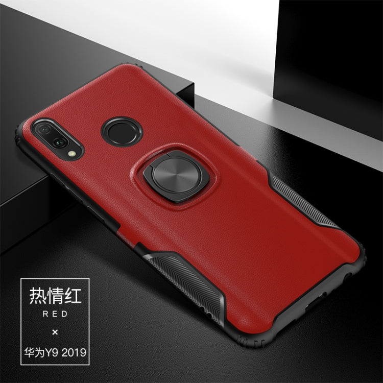 Shockproof Car Magnetic Case with 360 Degree Gold Armor Ring for Huawei Y9 (2019)