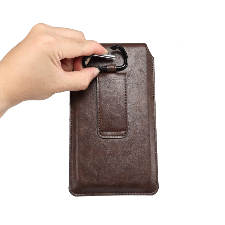 Men Lambskin Texture Multi-functional Universal Mobile Phone Waist Pack Leather Case for 7.2 Inch or Below Smartphones