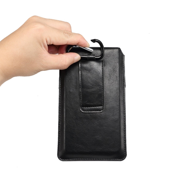 Men Lambskin Texture Multi-functional Universal Mobile Phone Waist Pack Leather Case for 6.3 Inch or Below Smartphones