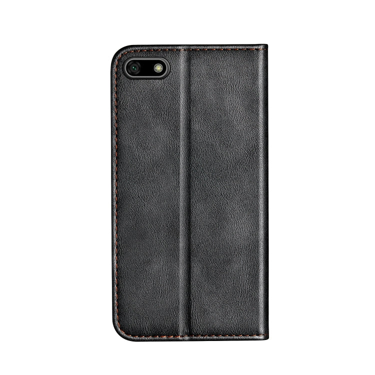 Business Solid Color Stitching Horizontal Flip Leather Case for Huawei Y5 Prime(2018), with Holder & Card Slots & Wallet & Lanyard