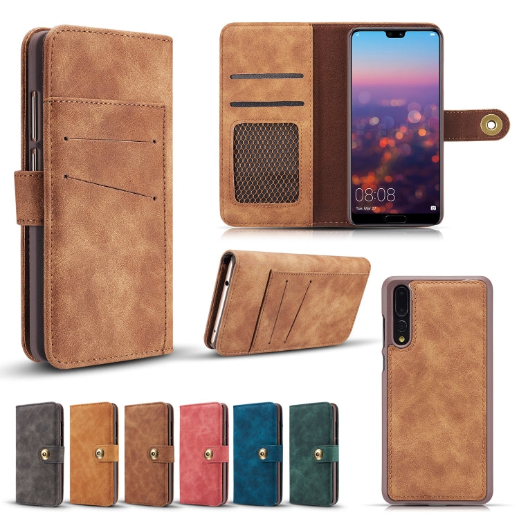 Magnetic Absorption Detachable Retro Style Horizontal Flip Leather Case for Huawei P20, with Card Slots & Wallet