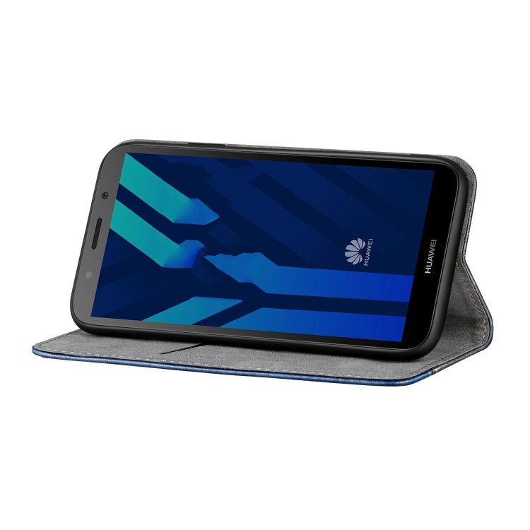 Business Solid Color Stitching Horizontal Flip Leather Case for Huawei Enjoy 7S, with Holder & Card Slots & Wallet & Lanyard