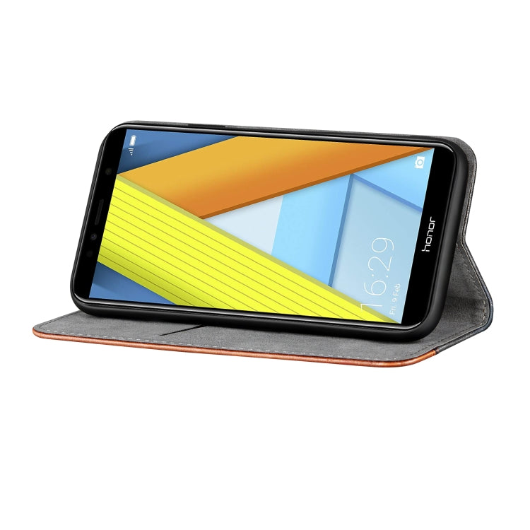 Business Solid Color Stitching Horizontal Flip Leather Case for Huawei Honor 7A, with Holder & Card Slots & Wallet & Lanyard