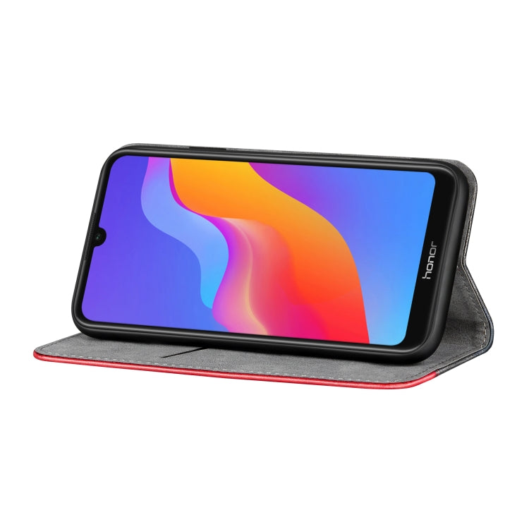 Business Solid Color Stitching Horizontal Flip Leather Case for Huawei Honor Play 8A, with Holder & Card Slots & Wallet & Lanyard