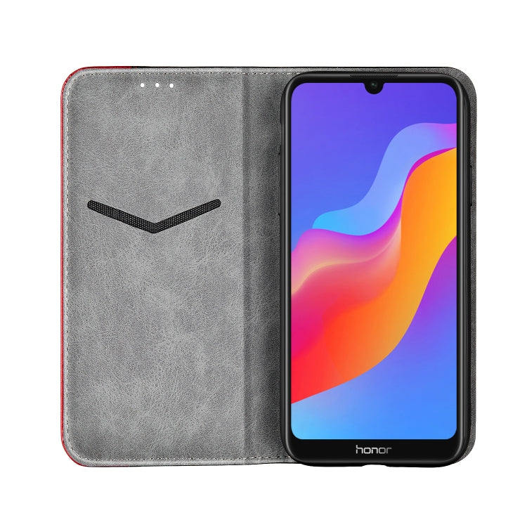 Business Solid Color Stitching Horizontal Flip Leather Case for Huawei Honor Play 8A, with Holder & Card Slots & Wallet & Lanyard