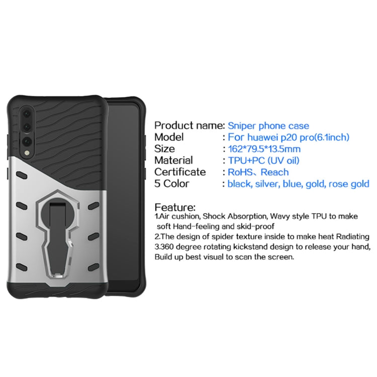 PC + TPU Dropproof Sniper Hybrid Case for Huawei P20 Pro, with 360 Degree Rotation Holder