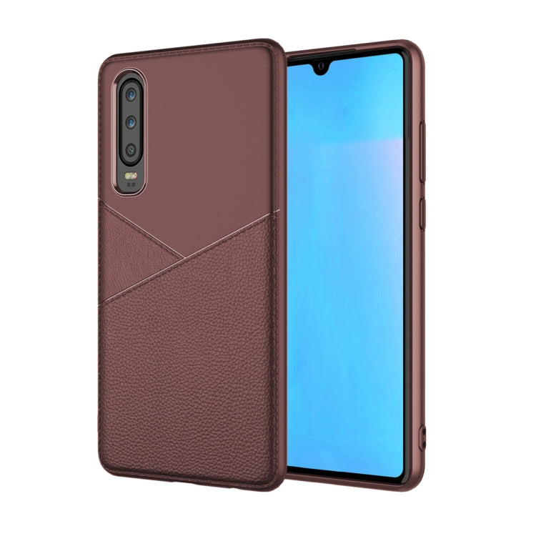 Ultra-thin Shockproof Soft TPU + Leather Case for Huawei P30 (Brown)