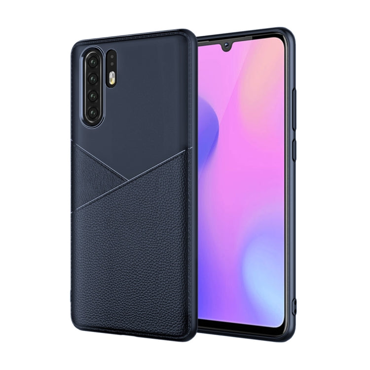 Ultra-thin Shockproof Soft TPU + Leather Case for Huawei P30 Pro (Blue)