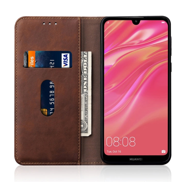 Casual Style Retro Crazy Horse Texture Horizontal Flip Leather Case for Huawei Y7 Pro (2019) / Enjoy 9, with Card Slots & Holder & Wallet