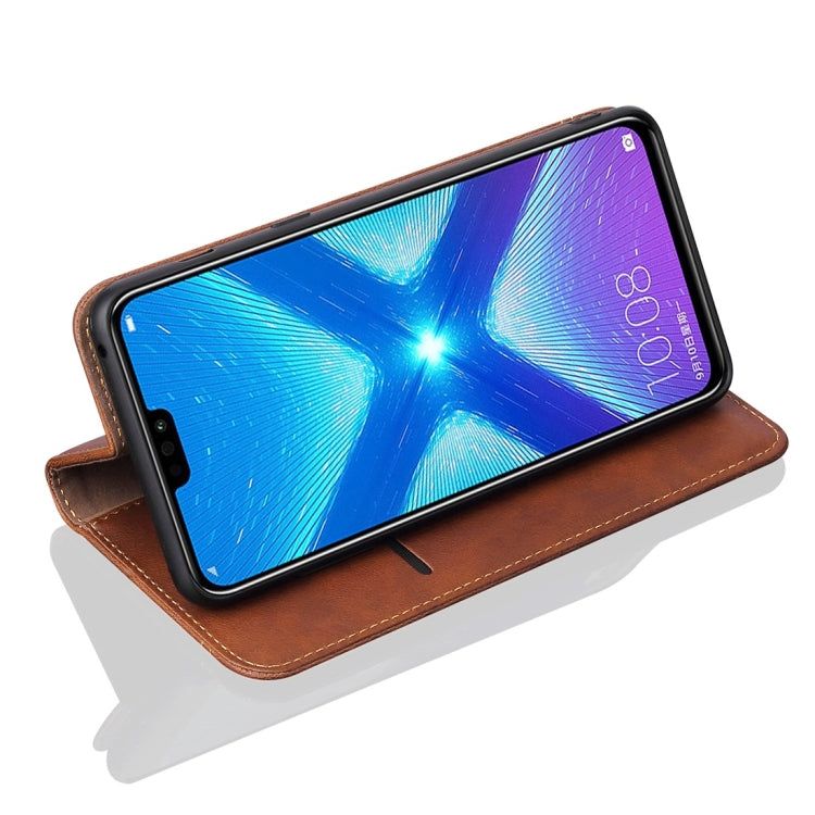 Casual Style Retro Crazy Horse Texture Horizontal Flip Leather Case for Huawei Honor 8X, with Card Slots & Holder & Wallet