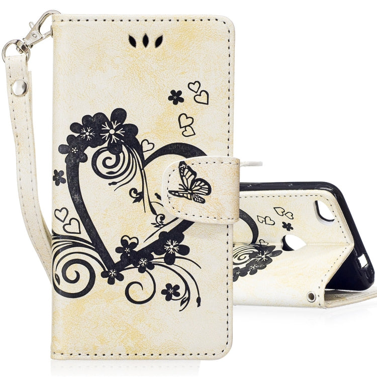 For Huawei P8 lite (2017) Pressed Flowers Butterfly Love Pattern Horizontal Flip Leather Case with Holder & Card Slots & Wallet & Lanyard