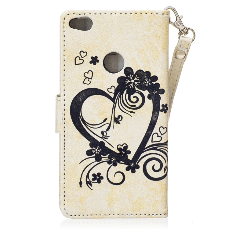 For Huawei P8 lite (2017) Pressed Flowers Butterfly Love Pattern Horizontal Flip Leather Case with Holder & Card Slots & Wallet & Lanyard