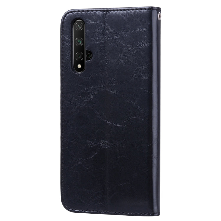 Business Style Oil Wax Texture Horizontal Flip Leather Case for Huawei Honor 20, with Holder & Card Slots & Wallet