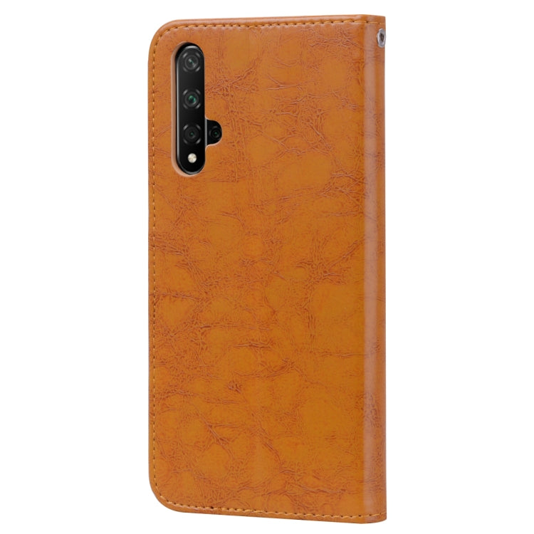 Business Style Oil Wax Texture Horizontal Flip Leather Case for Huawei Honor 20, with Holder & Card Slots & Wallet