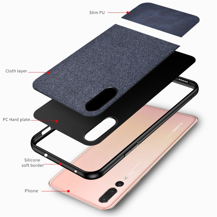 Shockproof Splicing PU + Cloth Protective Case for Huawei P20 Pro