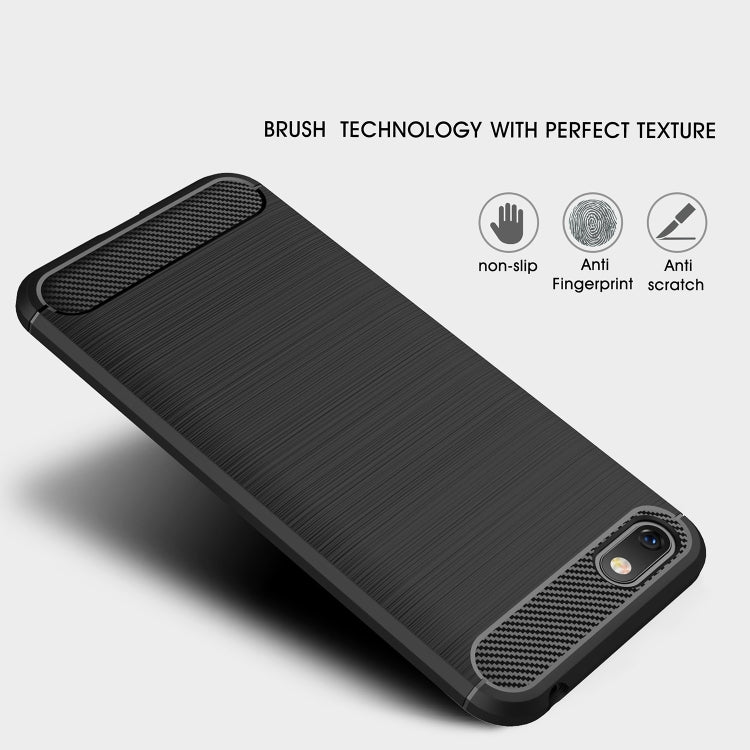 Brushed Texture Carbon Fiber Shockproof TPU Case for Huawei Y5 Prime (2018) / Honor 7s