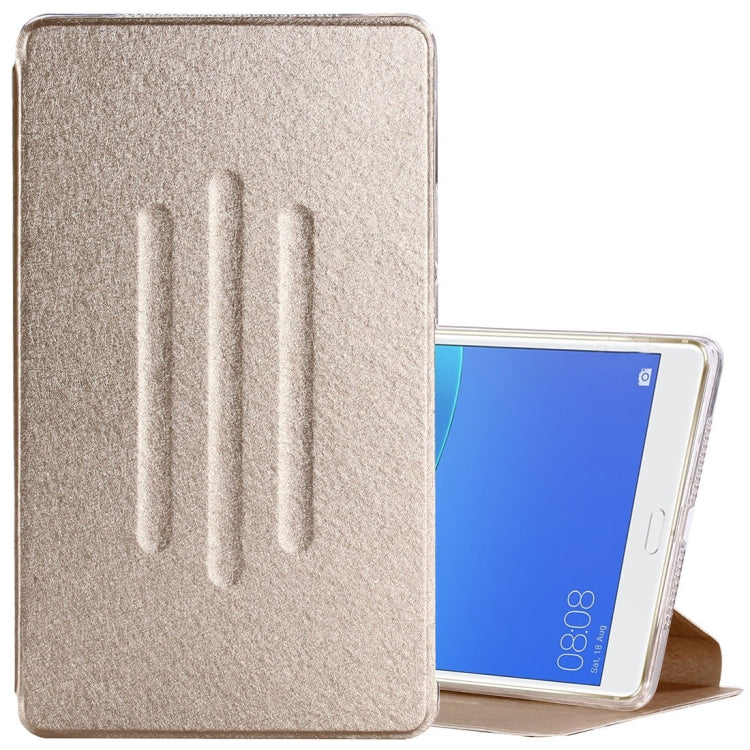 For Huawei MediaPad M5 8.4 inch Silk Texture Horizontal Flip PU Leather Case with Holder(Gold)