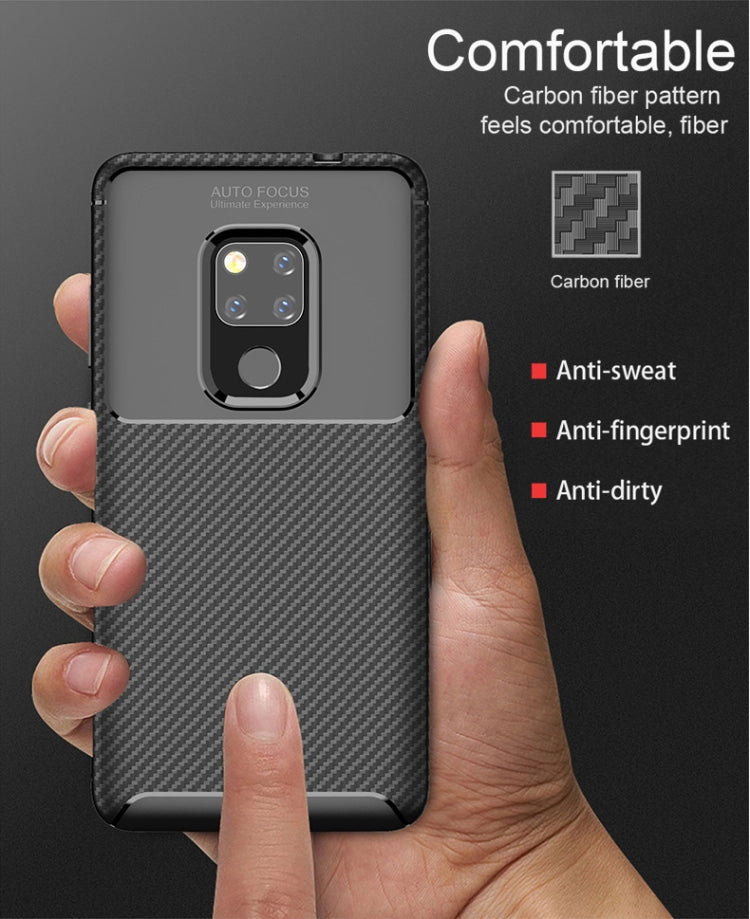 Beetle Shape Carbon Fiber Texture Shockproof TPU Case for Huawei Mate 20(Black)