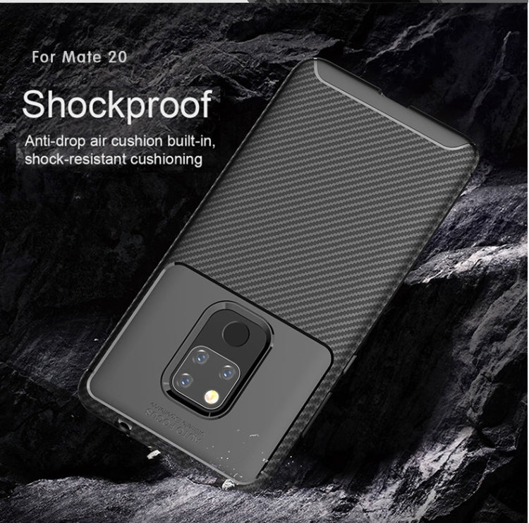 Beetle Shape Carbon Fiber Texture Shockproof TPU Case for Huawei Mate 20(Black)