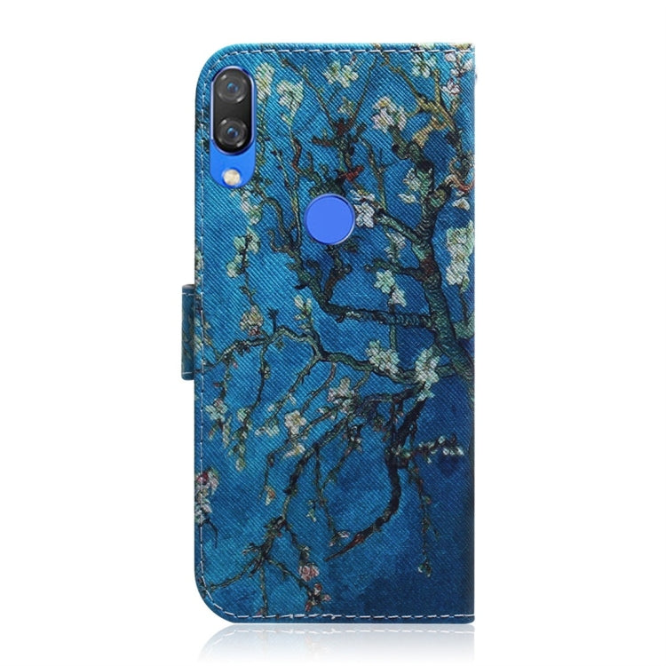 Apricot Flower Pattern Coloured Drawing Horizontal Flip Leather Case for Huawei Nova 3, with Holder & Card Slots & Wallet