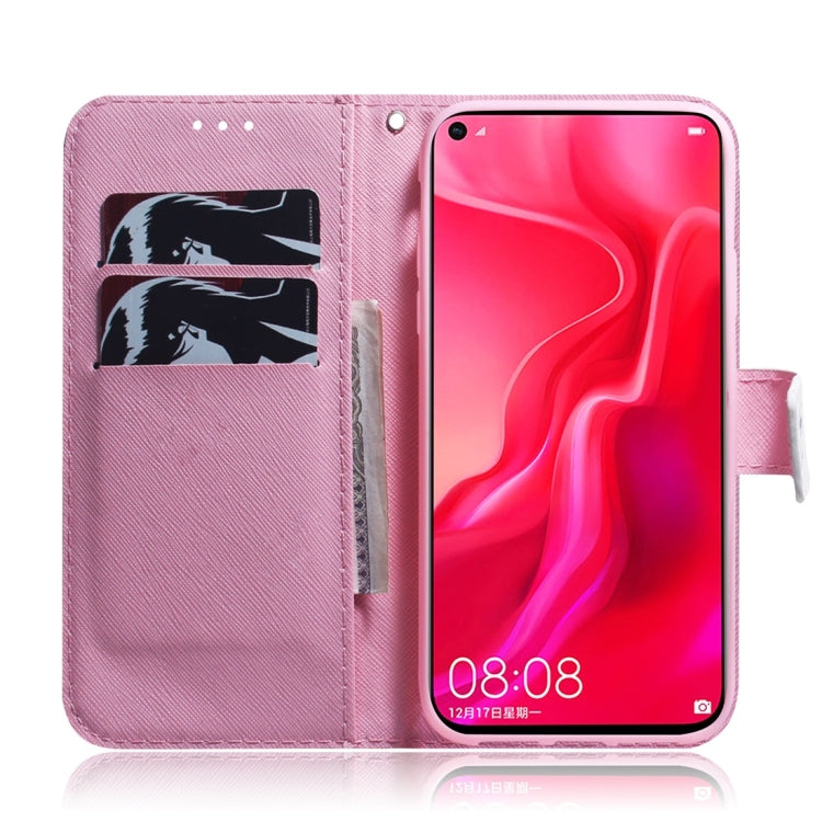 Magnolia Flower Pattern Coloured Drawing Horizontal Flip Leather Case for Huawei Nova 4, with Holder & Card Slots & Wallet
