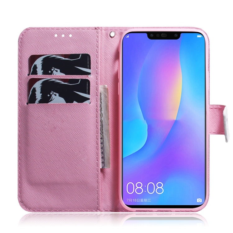 Magnolia Flower Pattern Coloured Drawing Horizontal Flip Leather Case for Huawei P Smart+ 2019 / Nova 3i, with Holder & Card Slots & Wallet