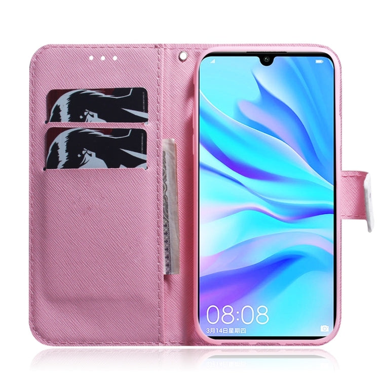 Magnolia Flower Pattern Coloured Drawing Horizontal Flip Leather Case for Huawei P30 Lite / Nova 4e, with Holder & Card Slots & Wallet