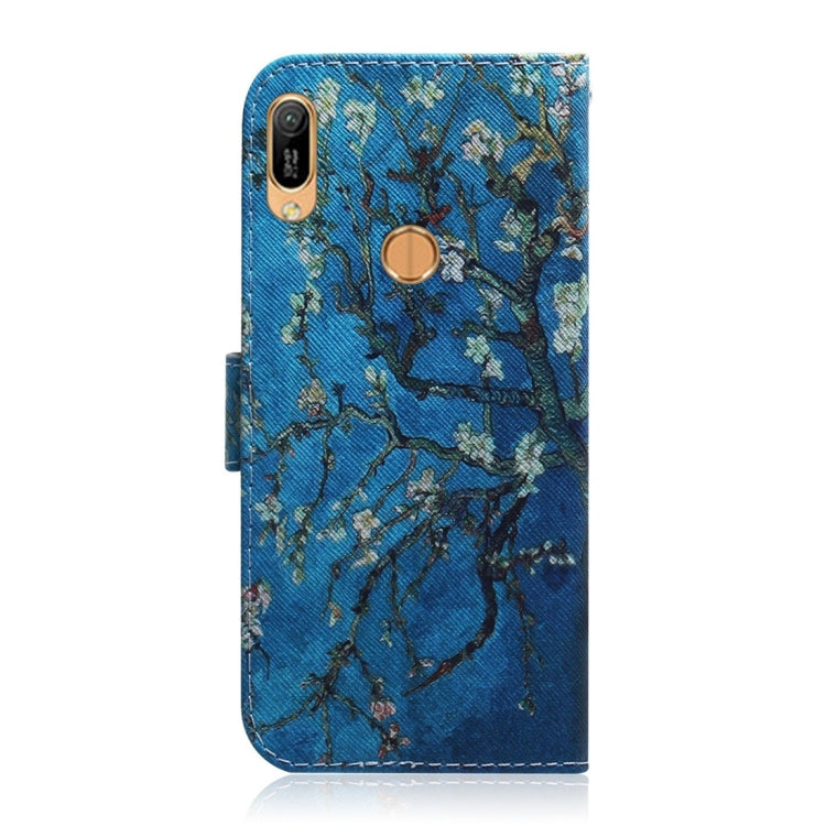 Apricot Flower Pattern Coloured Drawing Horizontal Flip Leather Case for Huawei Y6 (2019), with Holder & Card Slots & Wallet