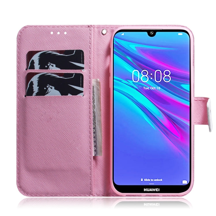 Magnolia Flower Pattern Coloured Drawing Horizontal Flip Leather Case for Huawei Y6 (2019), with Holder & Card Slots & Wallet