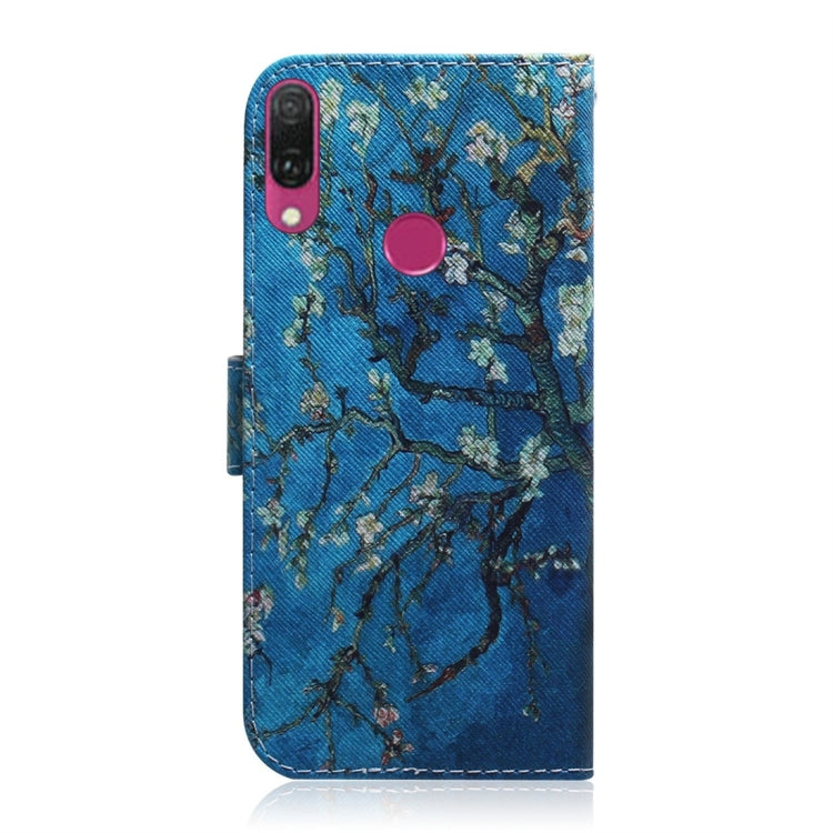 Apricot Flower Pattern Coloured Drawing Horizontal Flip Leather Case for Huawei Y9 (2019) / Enjoy 9 Plus, with Holder & Card Slots & Wallet