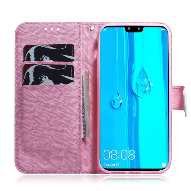 Magnolia Flower Pattern Coloured Drawing Horizontal Flip Leather Case for Huawei Y9 (2019) / Enjoy 9 Plus, with Holder & Card Slots & Wallet