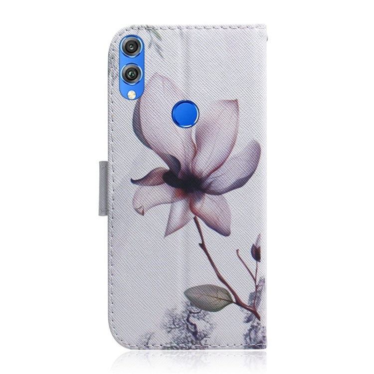 Magnolia Flower Pattern Coloured Drawing Horizontal Flip Leather Case for Huawei Honor 8X, with Holder & Card Slots & Wallet