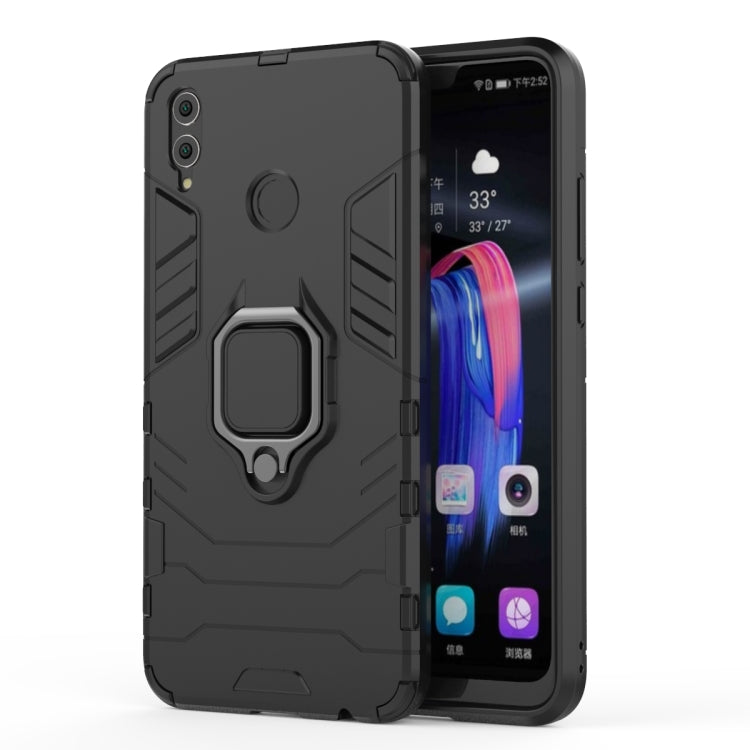 PC + TPU Shockproof Protective Case for Huawei Honor 8X, with Magnetic Ring Holder(Black)