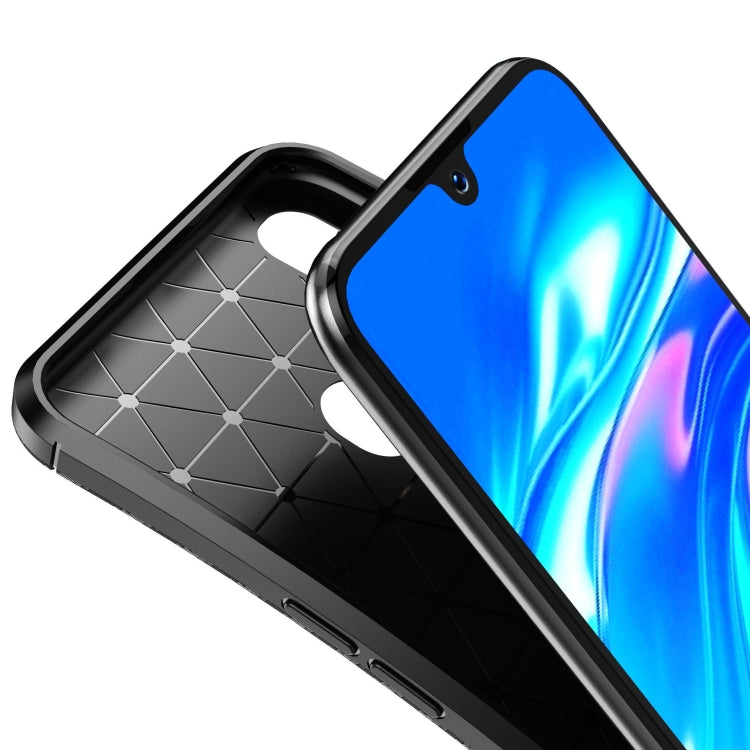 Carbon Fiber Texture Shockproof TPU Case for Huawei Honor 8S (Brown)