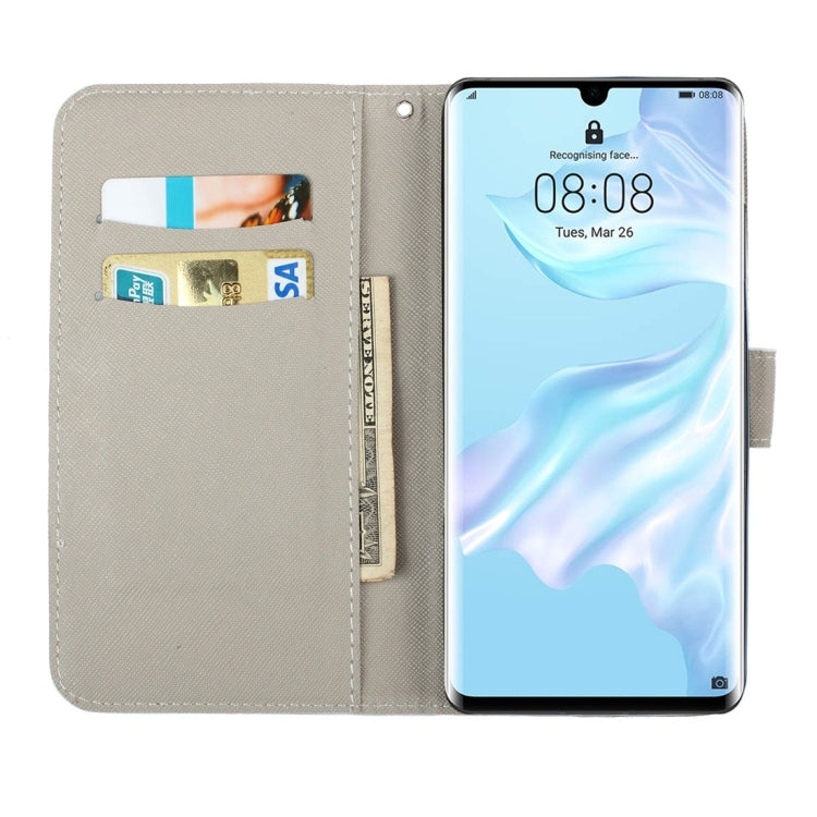 Rose Pattern Colored Drawing Horizontal Flip Leather Case for Huawei P30 Pro, with Holder & Card Slots & Wallet & Lanyard