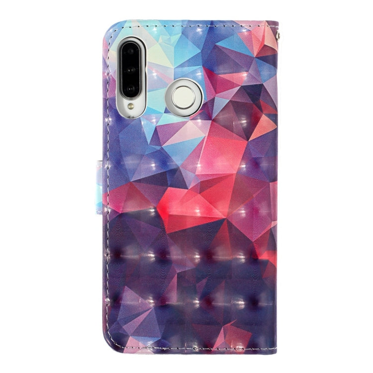 3D Color Lattice Pattern Colored Drawing Horizontal Flip Leather Case for Huawei P30 Lite, with Holder & Card Slots & Wallet & Lanyard