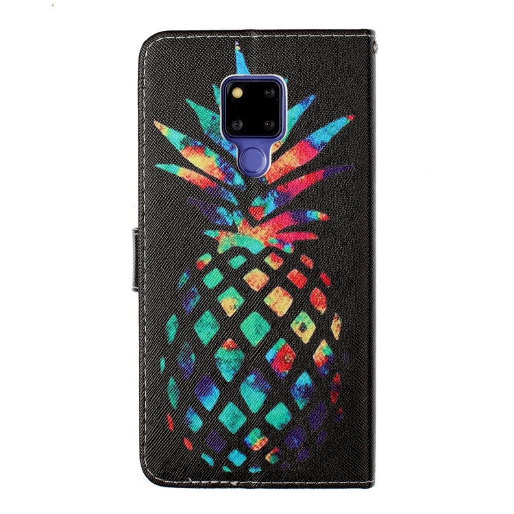 Colorful Pineapple Pattern Colored Drawing Horizontal Flip Leather Case for Huawei Mate 20 X, with Holder & Card Slots & Wallet & Lanyard